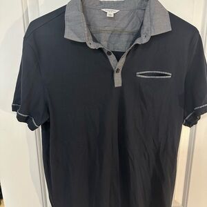 Calvin Klein Men's Black Polo with Gray Contrast Collar
